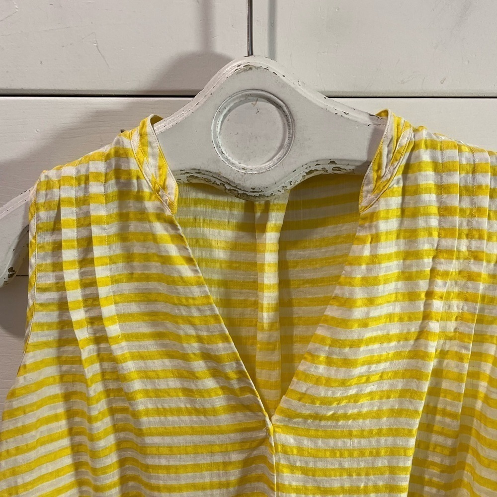 MASSIMO DUTTI – Sleeveless Yellow & White Striped Blouse – Size 38 (US 6) - Picture 6 of 9